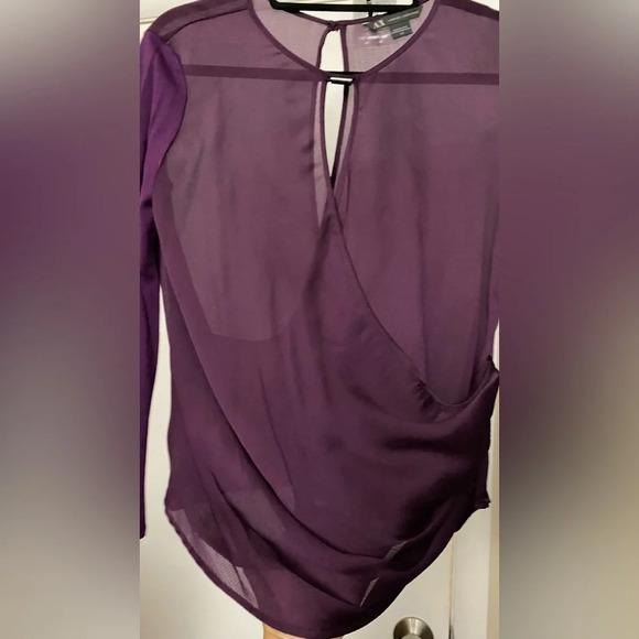 Armani Exchange Purple Crossover Blouse Long Sleeve Top Size SP - Picture 4 of 12